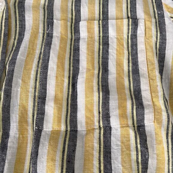 Ellen Tracy Linen Front Tie Button Down Collar Stripe Top Women's Size L - Picture 14 of 16